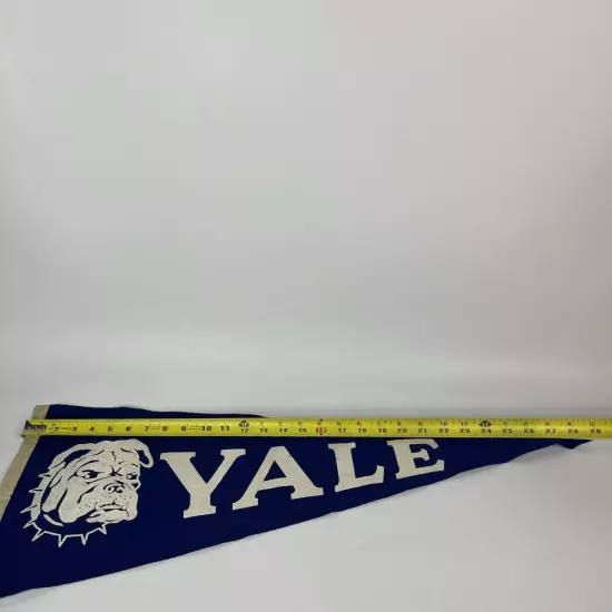 Vintage Pennant Yale UniversityBulldog Royal blue Collegiate 28" x 11" Flag