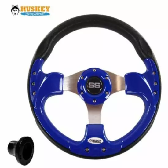 Ultra Blue SS EZGO Golf Cart Steering Wheel w/ Adapter for TXT/RXV