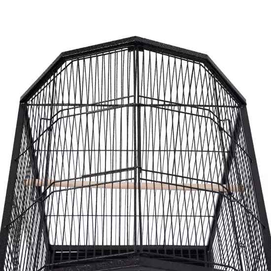 Black Bird Cage Large Play Top Parrot Finch Cage Cockatiel Cockatoo Play Top