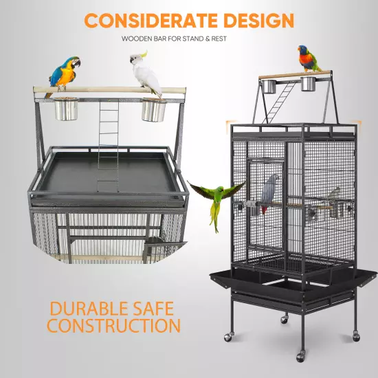 Multiple Sizes Rolling Bird Cage for Small Parrot Cockatiel Parakeet Cage Play