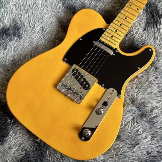 New caster yellow electric guitar with maple neck shipping quickly