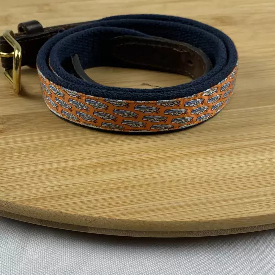 Vineyard Vines Belt Mens Silk Canvas Yachts Orange Mens Size 30 Belt