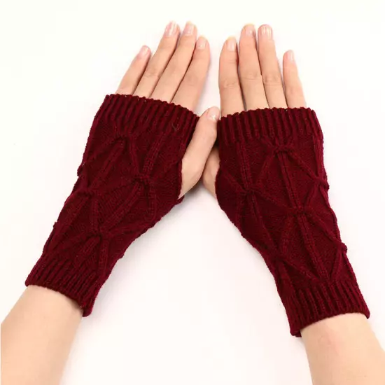 1Pair Fingerless Arm Warm Winter Knitted Gloves Hand Long Warmer Mittens Unisex