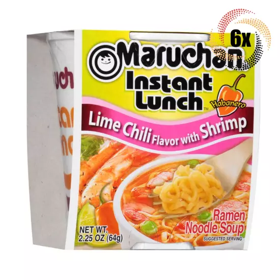 6x Cups Maruchan Instant Lunch Lime Chili With Shrimp Ramen Noodles | 2.25oz