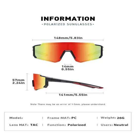 Polarized Sports Sunglasses for Men Women Youth Baseball Fishing Running Cycling