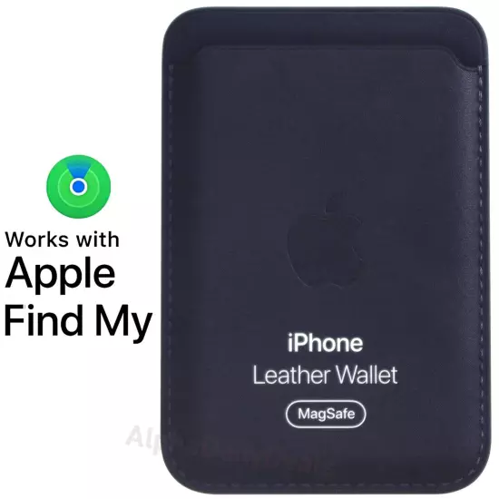 Genuine OEM Apple iPhone Leather Wallet Case with MagSafe Find My Midnight Blue