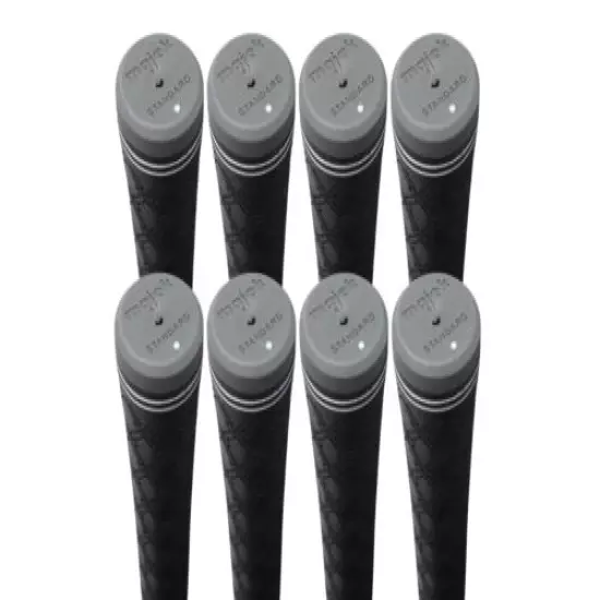 8 Piece Majek Mens Standard Size Tour Pro Black Grey Cap Velvet Round Golf Grips