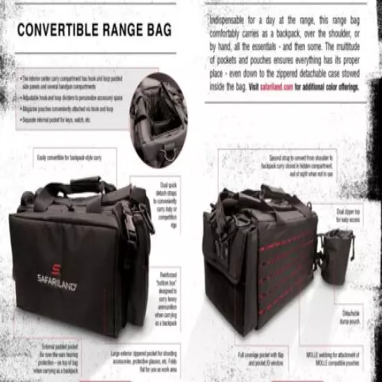 Safariland® 4560 Convertible Range Bag, Doubles as Backpack, in choice of color