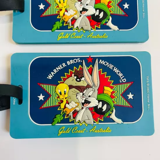 Vintage Warner Bros Looney Tunes Luggage Name Tags Bag Tags x2