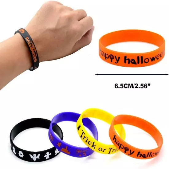 48Pcs Halloween Party Favors Slap Bracelets Rubber Assorted 