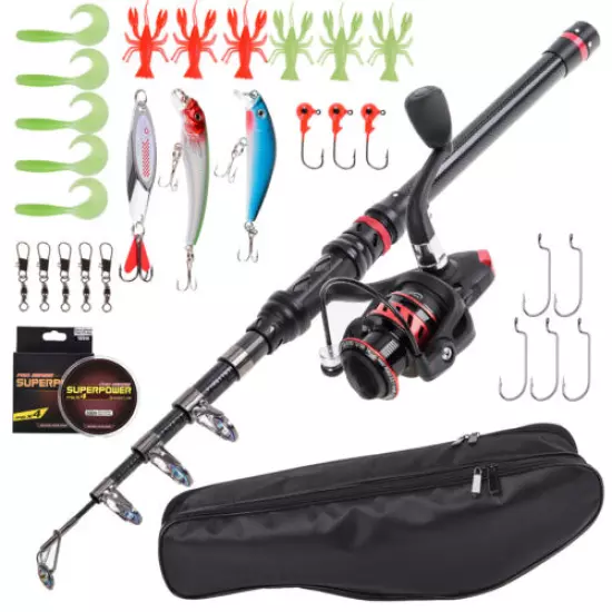 Fishing Rod & Reel Combo Carbon Fiber Telescopic Fishing Rod Spinning Reel I6C3