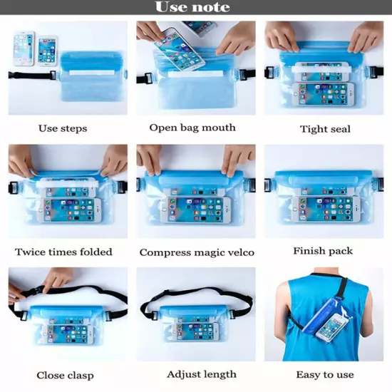 Underwater Waterproof Waist Bag Wallet Pouch Cycling PVC Beach Swimming Dry Case