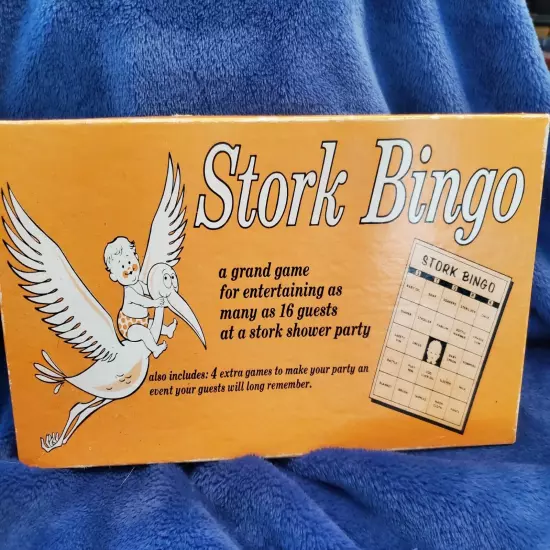 Baby Shower Game Stork Bingo Complete w Instructions Classic Vintage Retro Party