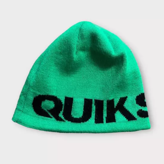 Quiksilver Beanie Adult OSFM Green Black Spell Out Knit Acrylic Skully Y2K