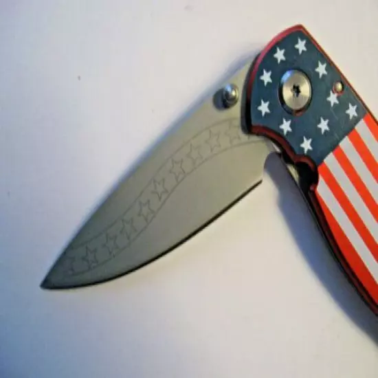 3” Blade Design By Tom Anderson 440 Stainless STARS AND STRIPES POCKET KNIFE NEW