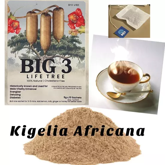 BIG 3 made of Kigelia Africana 100% Natural - Male Enlargement 5 Large Tea Bags