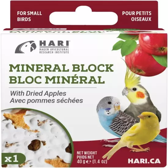 Mineral Block for Birds with Dried Apples, Calcium Supplement Bird Treat