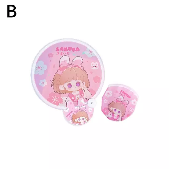 Foldable Cute Cartoon Hand Fan Summer Portable Small Round Fan D1P0