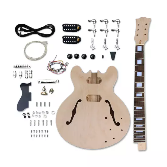 DIY Electric Guitar Kit ES335 Style Build on Own Unfinished 22 Fret 24.75 Inch