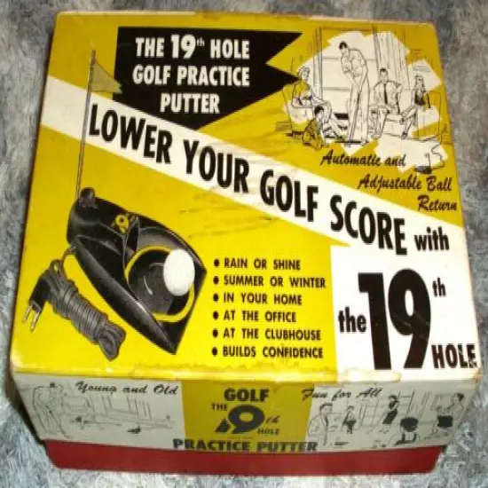 1955 THE 19TH HOLE GOLF PRACTICE PUTTER AUTOMATIC RETURN BRANDELL PROD. COMPLETE