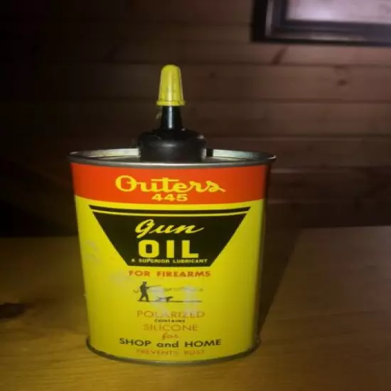 Vintage OUTERS 445 Lead Spout Top Gun Oil Can Clean, NICE!!