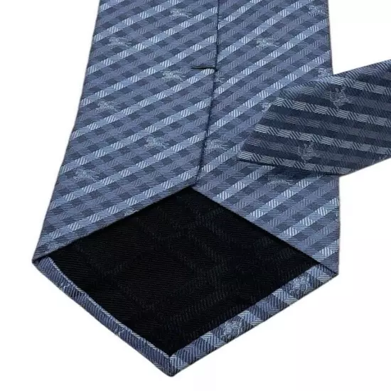 BURBERRY Blue Plaids & Checks Monogrammed Logo Silk LUXURY Tie ITALY