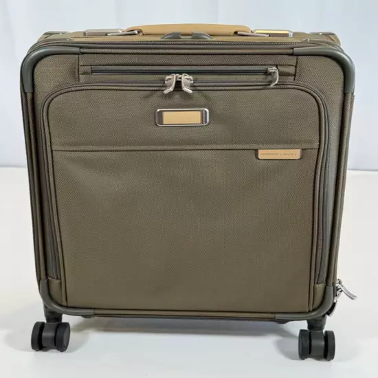 Briggs & Riley Baseline Global Carry-On Spinner Suitcase Luggage Olive New