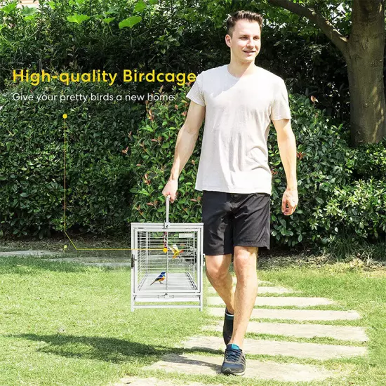 19'' Wrought Iron Bird Travel Carrier Cage Parrots Conures Lovebird Cockatiel