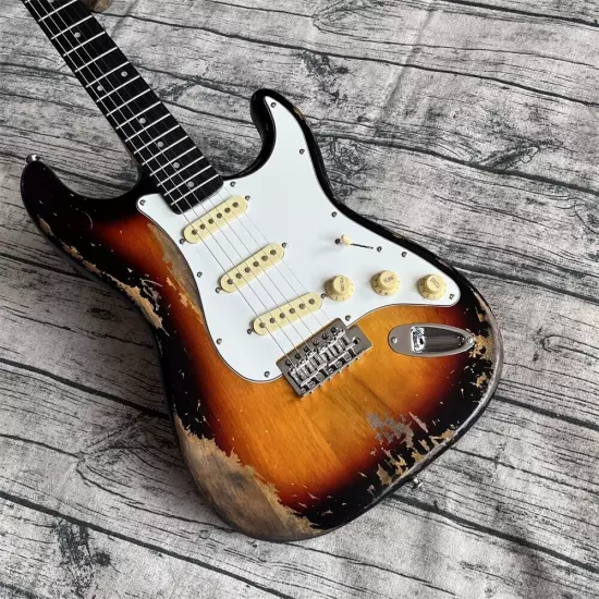 Custom Shop heavy relics sunburst aged electric guitar in stock shipping quickly