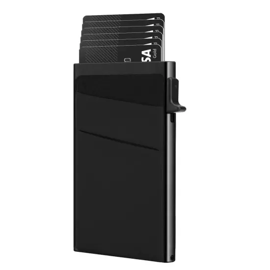 Men's Minimalist Slim RFID Blocking Wallet Pop Up Card Holder Wallet for Men