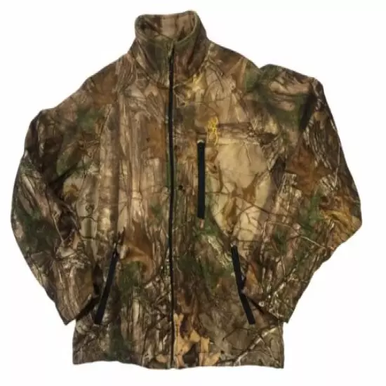 Browning Camo Jacket Camouflage Zip-up Fleece Sz Medium With Holes