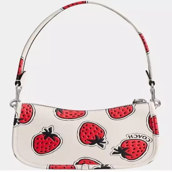 Coach Swinger 20 Strawberry Print Leather Shoulder Bag Purse & ID Wallet Set NWT