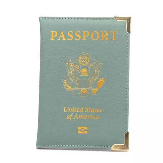 PU Leather Travel USA Passport Cover Passport Clip Thin Travel Document Case ↻