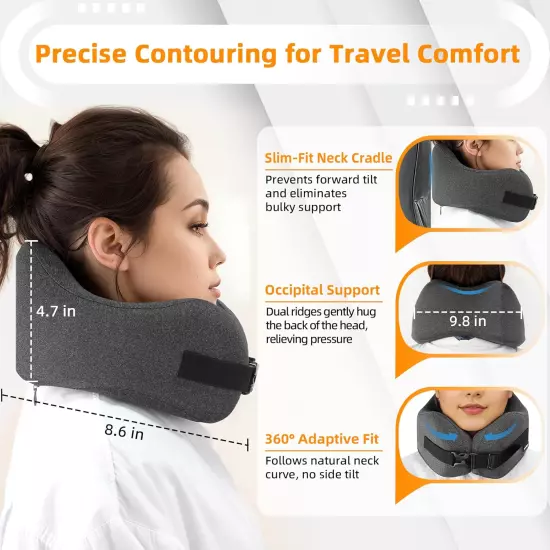 Neck Pillow Airplane Travel Set - Pure Memory Foam Travel Neck Pillow, Plane Pil