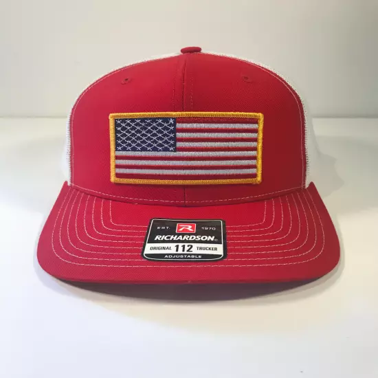 Richardson 112 American Flag 6 Panel Adjustable Snapback Trucker Mesh Hat