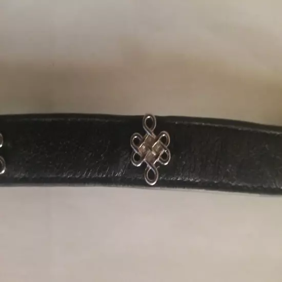 Women's Leather Bracelet Clasp Black Silver Tone Buckle 