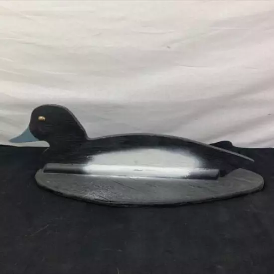 Vintage Duck Decoy Weighted Painted 16 1/2” Wood Wooden Blue Bill Weight