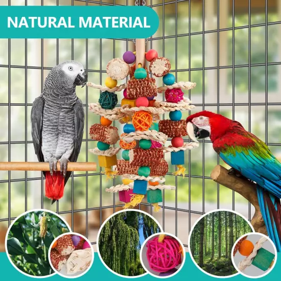 Bird Toys, Parrot Toys for Large Birds, Natural Peppered Wood African Grey