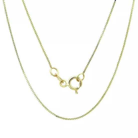 14K Solid Yellow Gold Box Necklace Real Gold Chain 20"