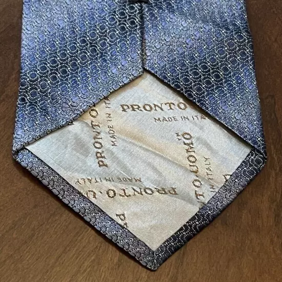 Pronto Uomo Firenze Hand Made Blue 100% Silk Men’s Neck Tie Made In Italy