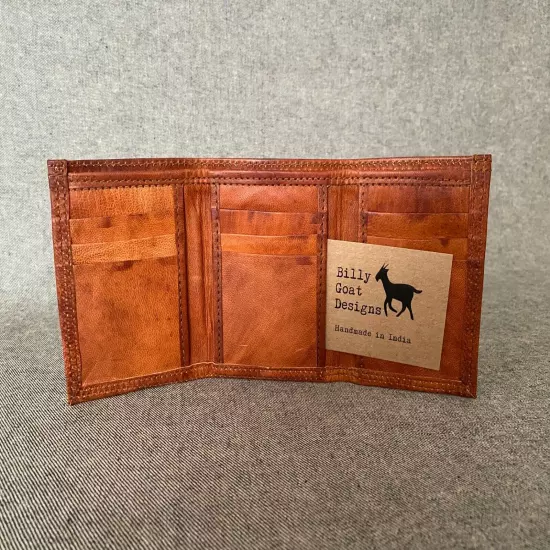 Leather Wallet Trifold **40% OFF** WM3 Tri-fold Cash Cards Handmade Goat