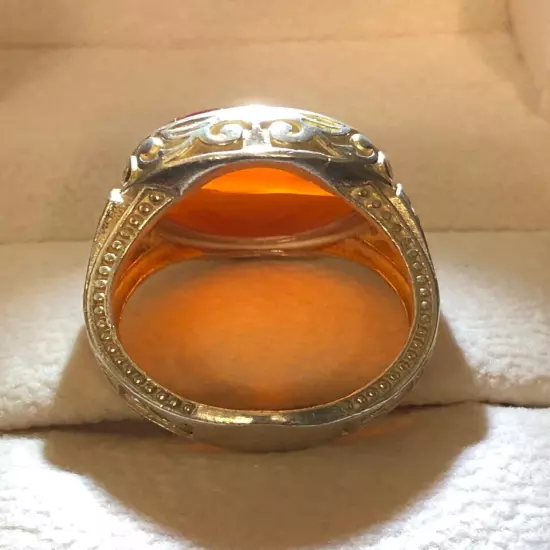 Agate Ring Men Silver 925,Yemen,Aqeeq,,Rare,Royal خاتم عقيق يمني كبدي سلجوقي