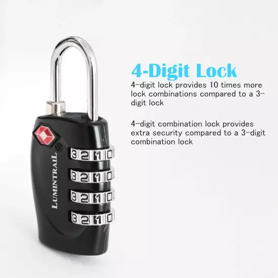 TSA Approved Locks, 4 Digit Combination Luggage Locks TSA Approved,