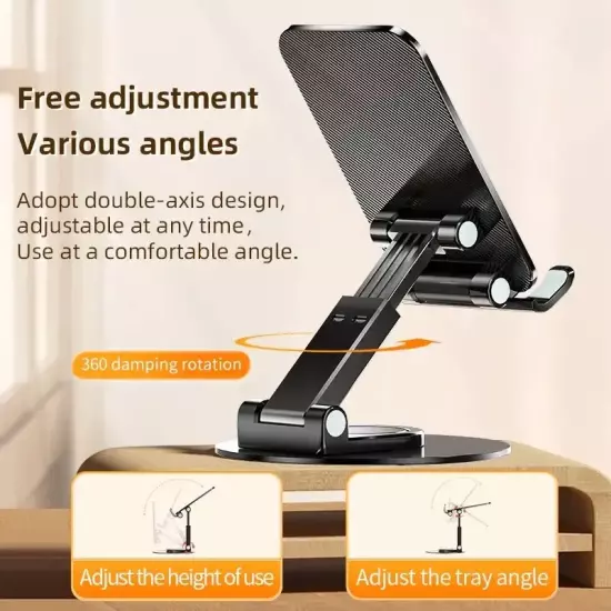 360 Rotating Mobile Phone Holder Aluminum Alloy Portable Foldable Lazy Desktop L