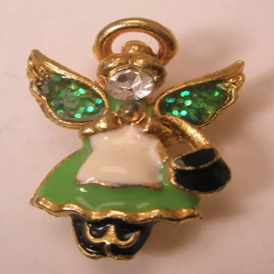 Rhinestone & Enamel Angel Vintage Tie Tack Lapel Pin christian worship