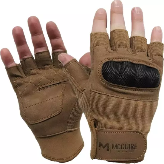 M MCGUIRE GEAR Half Finger Hard Knuckle Fingerless Tactical Gloves