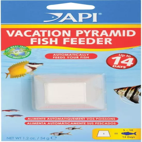 API Vacation Pyramid Fish Feeder 1.2-Ounces Feeds 5-10 Fish for up to 14 Days