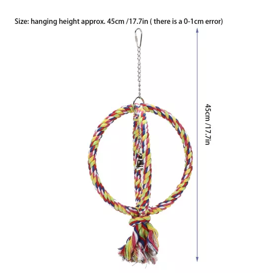 Parakeet Bird Ring Toy Cotton Rope Stainless Steel Wire Circle Ring For Pet AD5