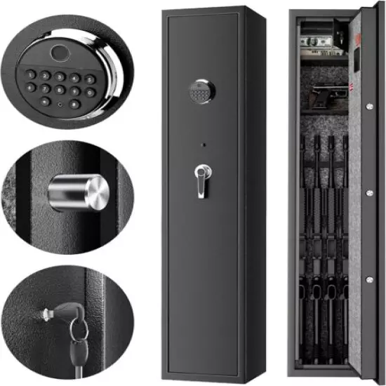 Fingerprint/Keypad 5 Rifle Gun Safe Quick Access Safes Lock Box/LED /Dual Alarm