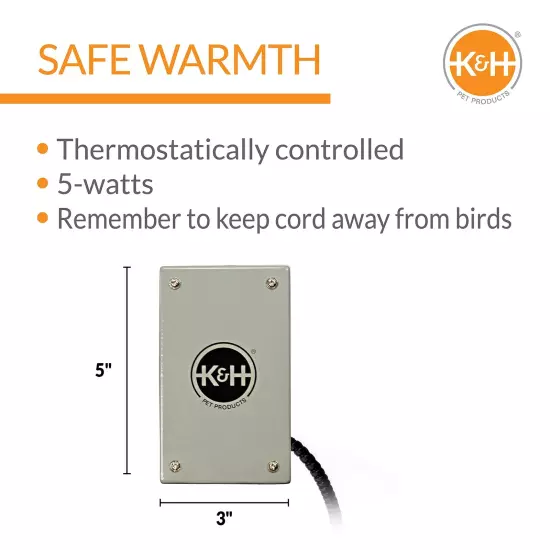 K&H PET PRODUCTS 100537786 Snuggle Warmer for Cage 12V for Exotic Pet Birds, Sma